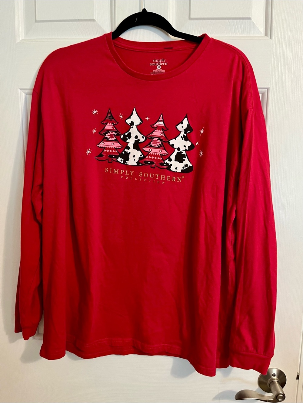 Simply Southern Women’s Santa Red Long-Sleeve Graphic Tee XL Western